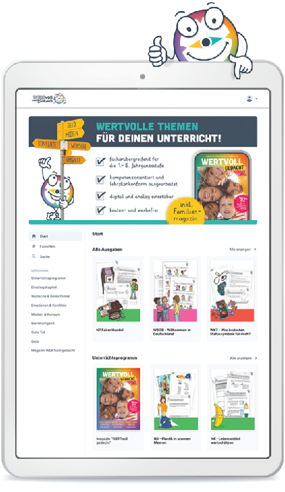 unterrichtsmaterial.digital auf dem Tablet